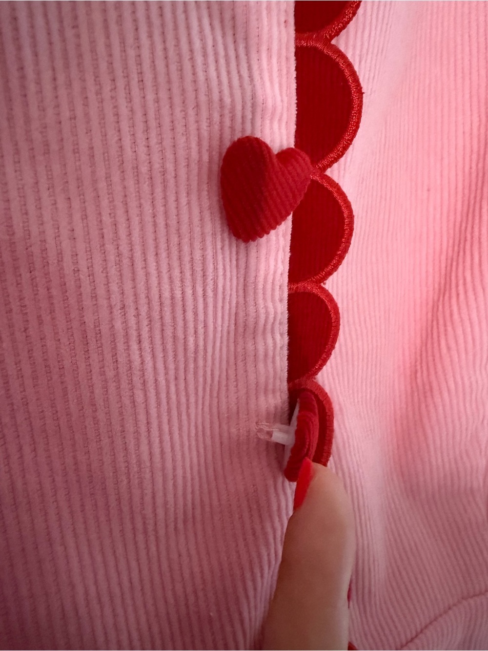 Love Bug Corduroy Dress by TCEC Puff Sleeve Mini with Red Trim Medium - Picture 7 of 10
